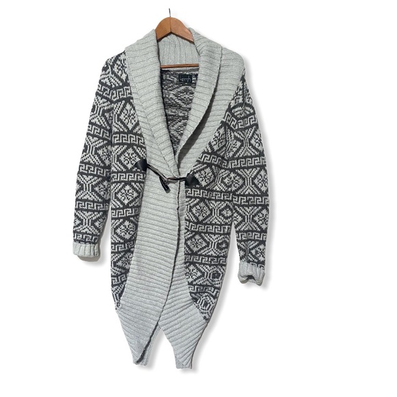 Kersh Geometric Print Long Cardigan Sweater M - Picture 4 of 7